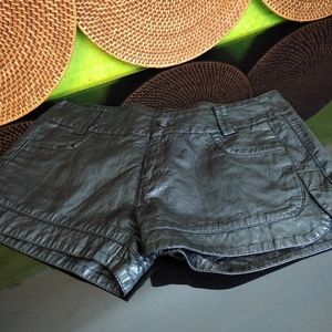 Black faux leather shorts